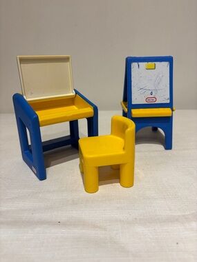 Vintage Little Tikes Dollhouse Easel, Desk & Chair